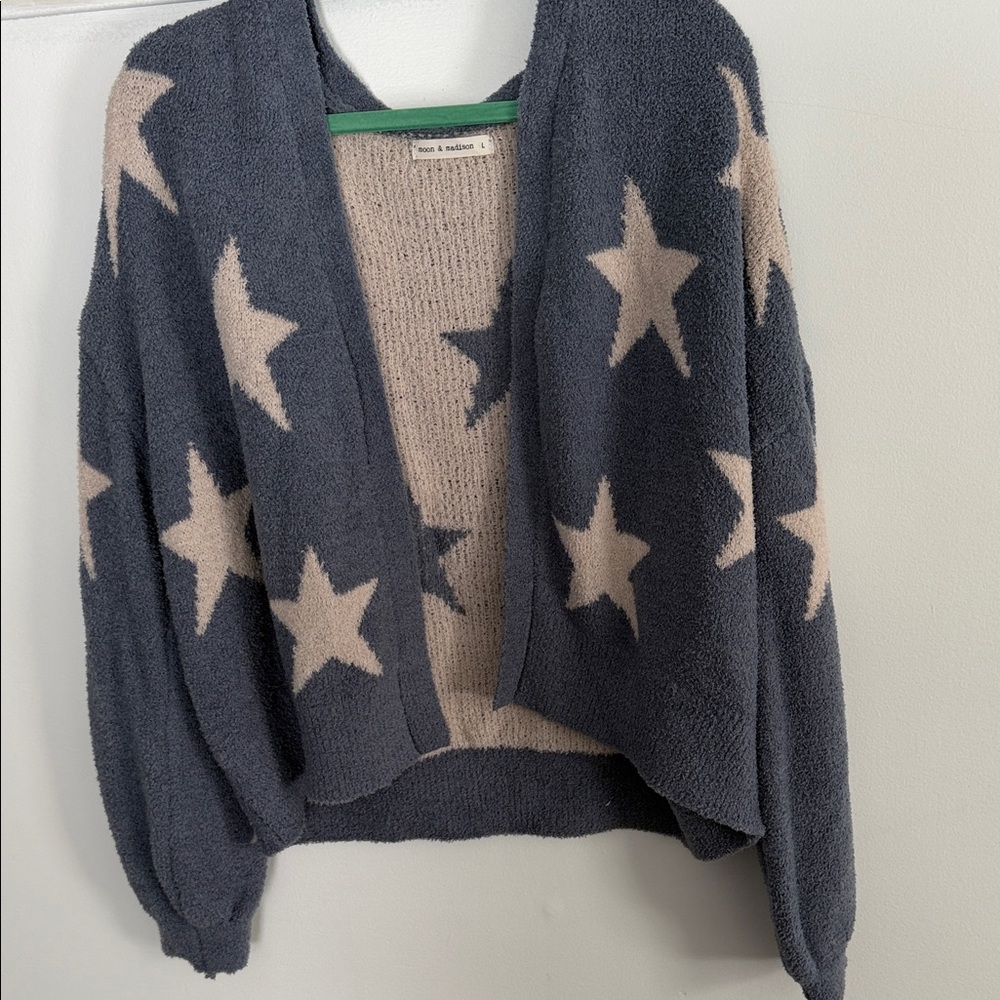 moon & madison Navy and Cream Star Cardigan